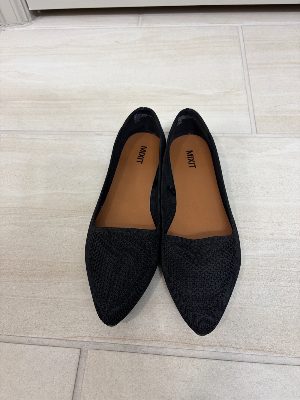 Mixit Black Pointed Knit Loafers